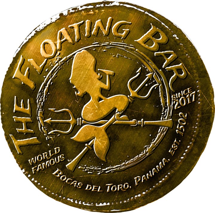 The Floating Bar gold doubloon — the mermaid and her trident, struck as a coin