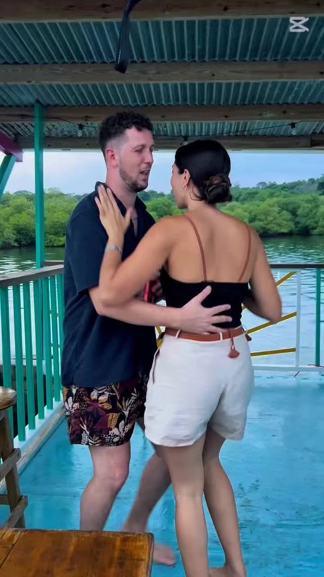 A couple dancing on the deck at the flagship